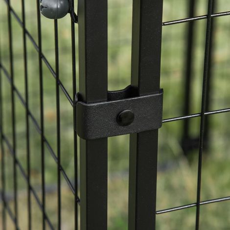 Enclos pliable pour chien avec housse, 8 panneaux dont une porte verrouillable, 141x141x113 cm, noir (1/5)