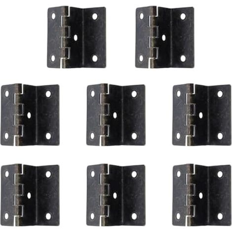 Lot de 8 charnières à trois volets, charnières pliantes en métal durable pour boîtes en bois, caisses, cadres photo et boîtes à compteurs (bronze) (1/5)