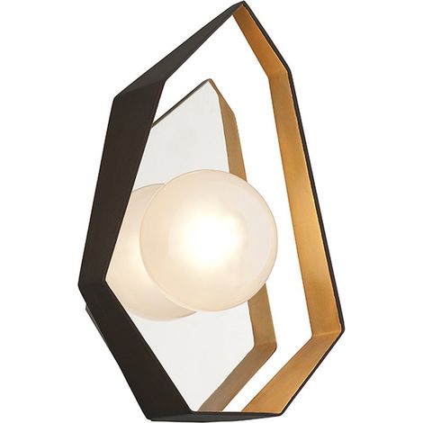 Origami Applique murale à 1 lumière bronze à la feuille d'or, verre