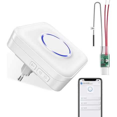 Kit d'extension de Signal sans Fil Wi-FI - pour Sonnette de Porte et Carillon - Convertisseur Radio 3-24 V AC/DC - Compatible avec l'application Smartphone pour Sonnette/interphone existants (1/5)