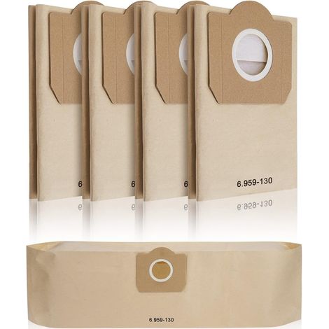 Lot de 5 Sacs droits Aspirateur pour WD3 WD2, compatible avec WD6 WD5 WD4, WD3200 WD3500P, A2204 A2534, SE4001 SE4002 SE5.100 SE6.100. Papier Kraft 100% Recyclé et Compostables (1/5)