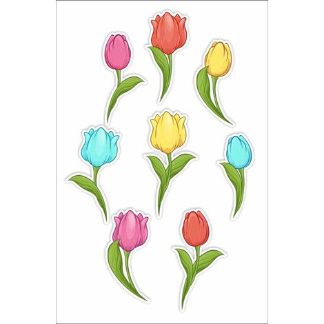 Decorazioni per finestre bifacciali - Tulipani 02 8 pezzi