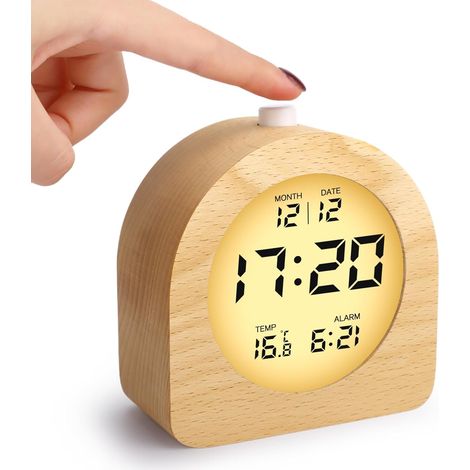 Horloge Numérique LCD avec Affichage de la Date Température Snooze Rétro-éclairage Horloge Digitale Alimenté par Pile Réveil Matin (1/5)