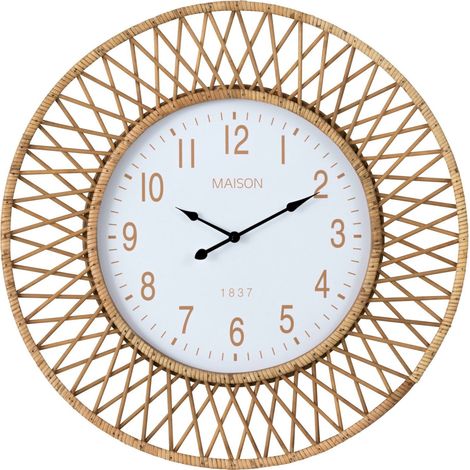 Horloge murale en rotin naturel - naturel et blanc (1/3)