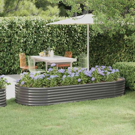 Lit surélevé de jardin-Jardinière surélevée-Bac de jardin surélevé Acier galvanisé 249x100x36cm gris (1/5)