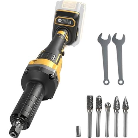 Meuleuse électrique sans fil compatible avec Dewalt 18 V, meuleuse droite électrique sans balais avec 5 embouts de meulage à tige de 6 mm pour enlever rouille, meulage, polissage (1/5)