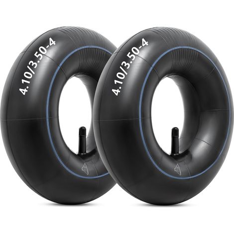 Lot de 2 chambres à air de rechange robustes 4.10/3.50-4, 4.10-4/3.50-4 avec tige de valve droite TR-13 pour brouette, tondeuse, diable, tracteur, chariot de jardin, chariot de golf (1/5)
