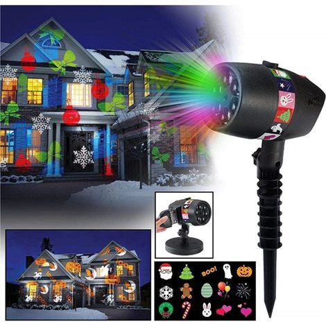 Projecteur de Noël, 12 motifs LED, éclairage de jardin, éclairage de scène, éclairage laser d'Halloween (1/4)