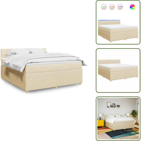 Boxspringbett mit Matratze Creme 180x200 cm Stoff - Boxspringbett - Boxspringbetten - Bett - Bettgestell (1/5)