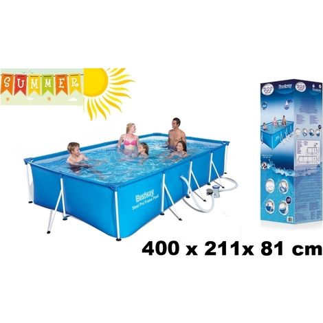 Piscina fuori terra rettangolare 400x211x81 + Pompa Filtro BestWay - STEEL FRAME 400 (1/2)