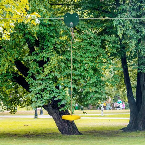 Kit per teleferica per bambini dai 6 ai 10 anni, con impugnatura antiscivolo, corda regolabile e dispositivo di protezione per gli alberi. (1/5)