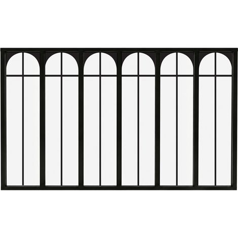 Verrière atelier intérieure aluminium noir 6 vitrages 201 x 117 cm - Décor art déco - Empire - noir et transparent - Verre trempé (1/5)