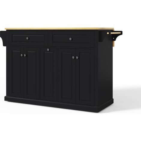 Isla de cocina móvil con tablero abatible, carrito de cocina, MDF, 121 x 69 x 89 cm (1/5)