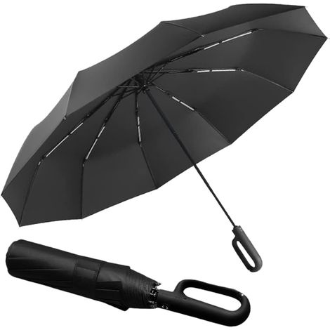 Parapluie pliant golf 10 baleines, homme/femme, UV, auto, mousqueton. (1/5)