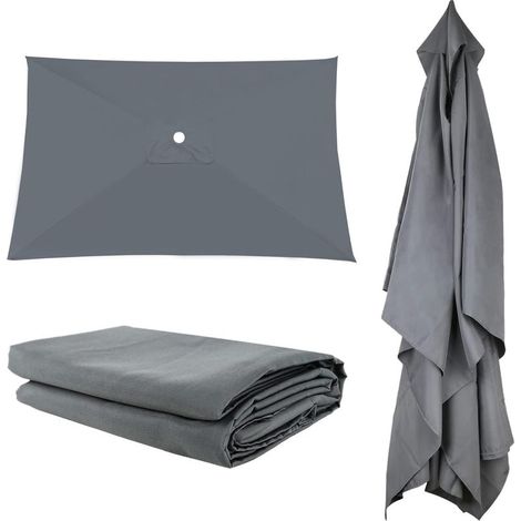 1 Ersatzdach – Rechteckiger oder quadratischer Sonnenschirm – UV-Schutz und wasserdicht – Für Garten, Terrasse oder Pool – Grau – 200 x 300 cm (1/5)