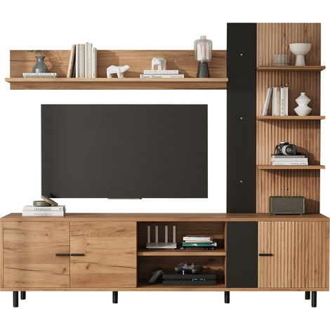 CHICFURN Mobile TV da parete 187,5 x 40 x 167 cm in truciolato legno e nero (1/5)