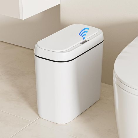 Poubelle Automatique 15L Silencieuse Poubelle Cuisine Automatique Recharge USB Poubelles Electrique Étanche Poubelles Intelligente pour Cuisine, Bureau, Salon, Salle de Bain (Blanc) (1/5)