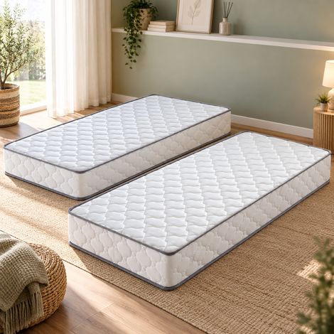Lot de 2 Matelas 80x200 - Hauteur 18 Cm - Soutien Très Ferme - Mousse Haute Résilence HR 30 Kg/m3 - - Rêve Doux 80 200 (1/4)