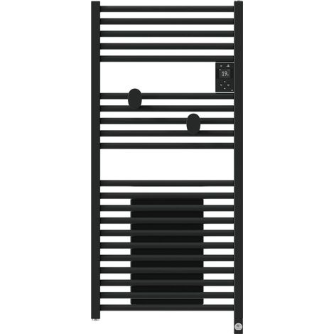 Thermor – Sèche-serviette électrique connecté Riva 5 – Soufflerie 1000W – Commande digitale avec écran LCD – Noir carbone – Montée rapide en température