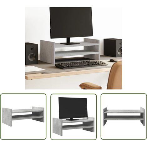 vidaXL Support de moniteur gris béton 50x27x20 cm bois d'ingénierie (1/5)