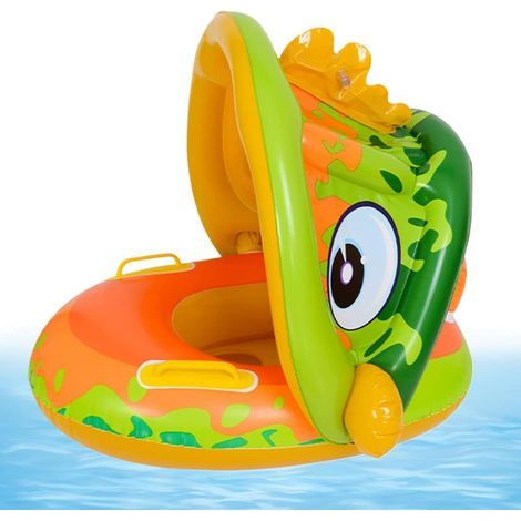 Schwimmring für Babys und Kleinkinder – Aufblasbarer Ring mit Sonnendach – Schwimmhilfe mit Griffen – Für Mädchen von 0–36 Monaten – Für Urlaub, Treffen, Partys, Fluss und See (1/5)