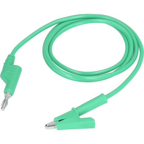 Câble de test flexible à pinces crocodiles et fiches bananes pour tests électriques J.70035‑1 4 mm Vert (1/5)