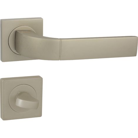 DOMINO Poignée de porte FOKUS-QR M91 WC Poignée avec rosace WC Nickel satiné (1/5)