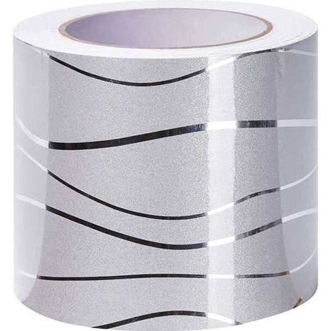 Frise Murale Adhesive - Marque - Modèle - Argent - PVC - 10cmx10M (1/4)