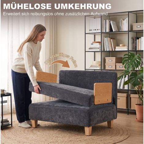 Fauteuil convertible 2-en-1 94x63x89 cm en polyester gris foncé, lit d'appoint pour petit salon (1/5)