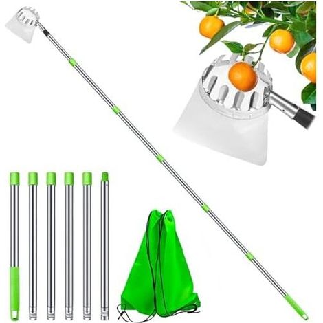 2.4M Cueille-Fruits avec Sac Ø16 cm  Cueille Fruit Telescopique Cueilleur de Fruits Accessoires De Jardinage Agricole pour La Réc (1/4)