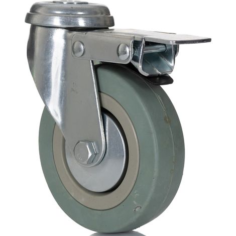 Roulettes industrielles Pivotant avec frein RS PRO, Diam 100mm, 80kg ( Prix pour 1 ) (1/2)