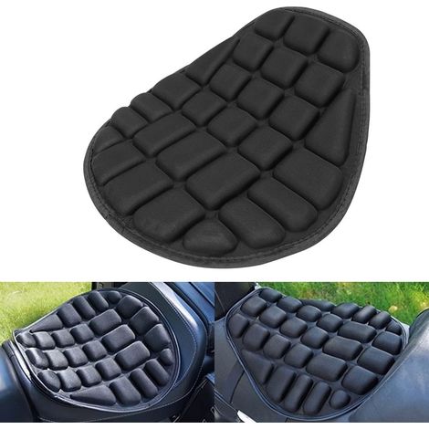 Coussin de siège de moto en gel 3D respirant absorbant les chocs antidérapant pour les trajets quotidiens Noir (1/5)
