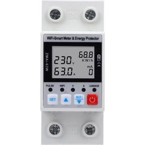Multifunctional WiFi smart circuit breaker, remotely controllable via Tuya APP, with current leakage, overcurrent, overvoltage and undervoltage protection (1/5)
