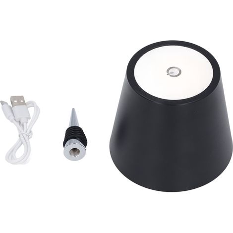 Ortviai Lampe à bouteille sans fil rechargeable, 3 couleurs avec gradation continue et commande tactile – Noir (1/5)