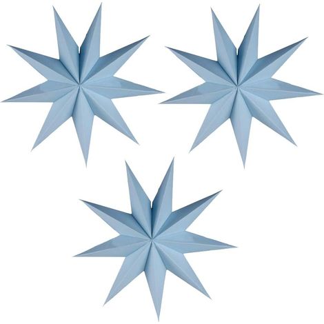 3pcs 9 spitze Papiersternlaternen 12 Zoll Hängelampenschirm für LED-Licht Hochzeit Geburtstagsfeier Dekoration, Blau (1/5)