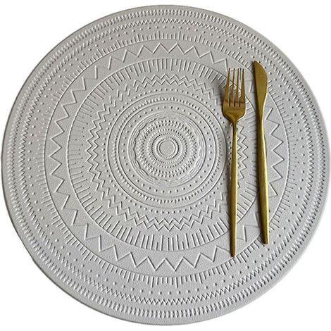 Sets de table bohèmes de 38 cm (15 pouces), napperon imperméable en PVC, résistant à la chaleur, facile à nettoyer et antidérapant pour la décoration de la cuisine et de la salle à manger Jikaixiang