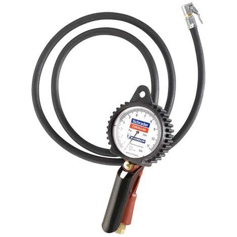 Schrader – Pistolet manomètre de gonflage professionnel – Tuyau 7 x 13 mm – Échelle 0,7 à 11 bars – Poignée anti-pincement – Fabrication française