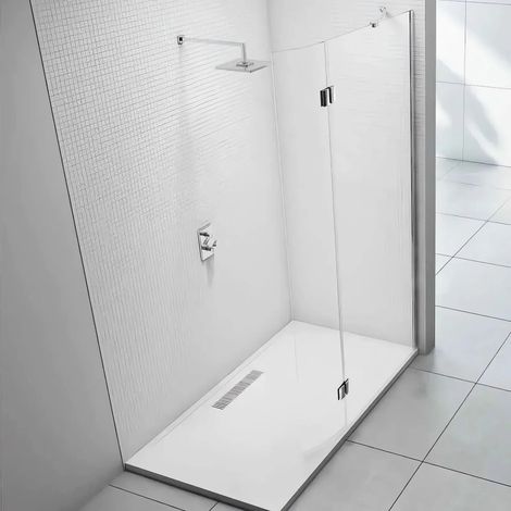 Merlyn Series 8 900mm Showerwall & 300mm Hinged Curved Flipper Panel