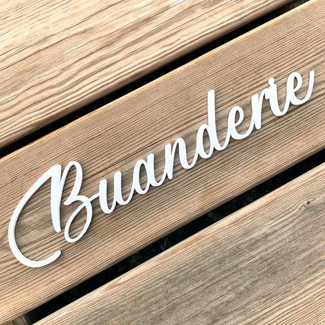 Plaque de Porte Maison Toilettes, Salon, Chambre, Buanderie, Bain, Cuisine- Blanc - Buanderie (1/5)
