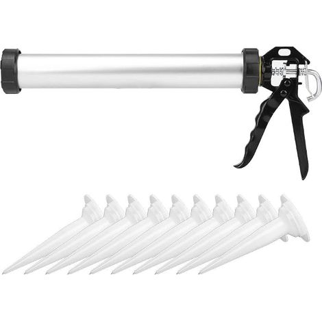Caulking Tool, Silicone Caulking Gun for Aluminum Tube 1Pc 600ML Caulking Tool with 10 Nozzles (1/5)