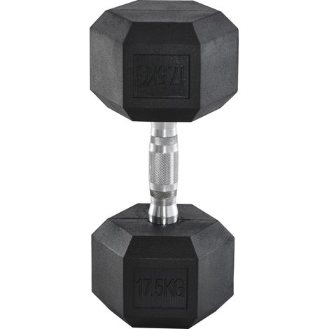 Haltères hexagonales en caoutchouc, 17,5 kg, en fonte, noires, pour musculation Ce produit est fabriqué avec des matériaux de haute qualité, offrant...