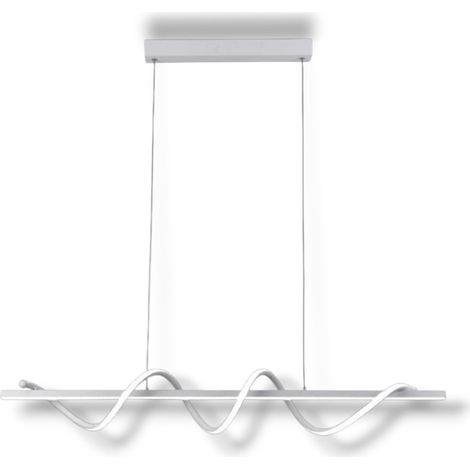 Lampadario LED a Sospensione Moderno 36W con Luce selezionabile 3000K 4000K 6500K – 2280 Lumen – Design Ondulato in Alluminio Bianco – Illuminazione Interni Sala Cucina Soggiorno