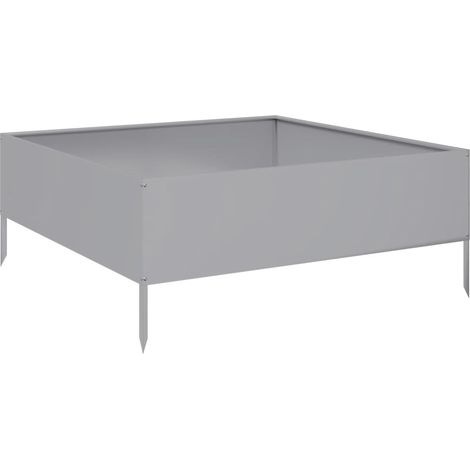 Vassoio per fioriera aiuola rialzata piante fiori terrazza giardino giardino 100 x 100 x 25 cm acciaio inossidabile Argento 020039267