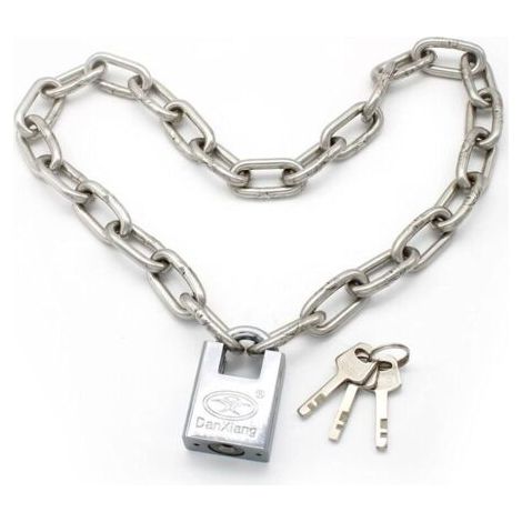 80 cm Cadenas de Chaîne en Acier Inoxydable, Antivol Vélo et Moto Robuste, Chaîne de Sécurité pour Garages, Clôtures et Entrepôts (avec 3 Clés) (1/5)