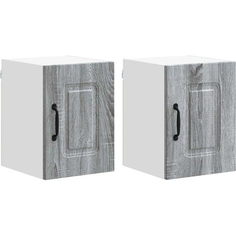 Lote de 2 armarios de pared de cocina diseño moderno 30 x 31 x 40 cm gran espacio de almacenamiento de madera contrachapada gris sonoma 020053546 (1/5)