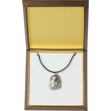 Collie barbudo, Collie de las Tierras Altas: collar para perros en caja de regalo, medallón bañado en plata para amantes de los perros, impresionante colgante de Art-Dog. (1/5)