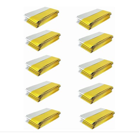 10 Pcs Couverture de Survie, 210cm x 160cm Couverture Survie Extra Large Argent Doré Couverture Kit de Survie Thermique de Premier Secours pour Le Bivouac Camping, Le Survivalisme (1/5)