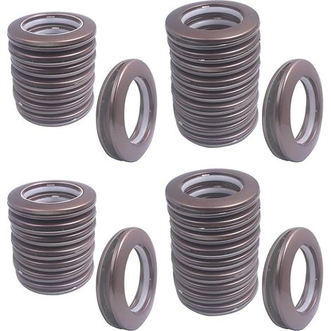 Paquet de 32 Oeillets Rideaux à Clipser, diamètre intérieur 1-9/16 "(40 mm) Anneaux Rideaux Douche Romain kit d’œillets pour Rideau Outil d’ œillet à battant Accessoire (Café) (1/5)