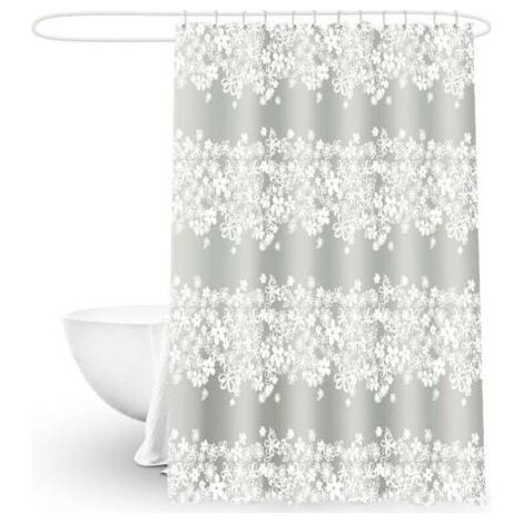 ALLIANDISRideau de Douche Séparateur Lumineux Grand Format - Imprimé Plage - Polyester Imperméable - Prêt à Poser (1/4)