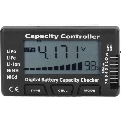 Testeur numérique de capacité de batterie, vérificateur de tension et indicateur de pourcentage pour LiPo, LiFe, NiMH (1/5)